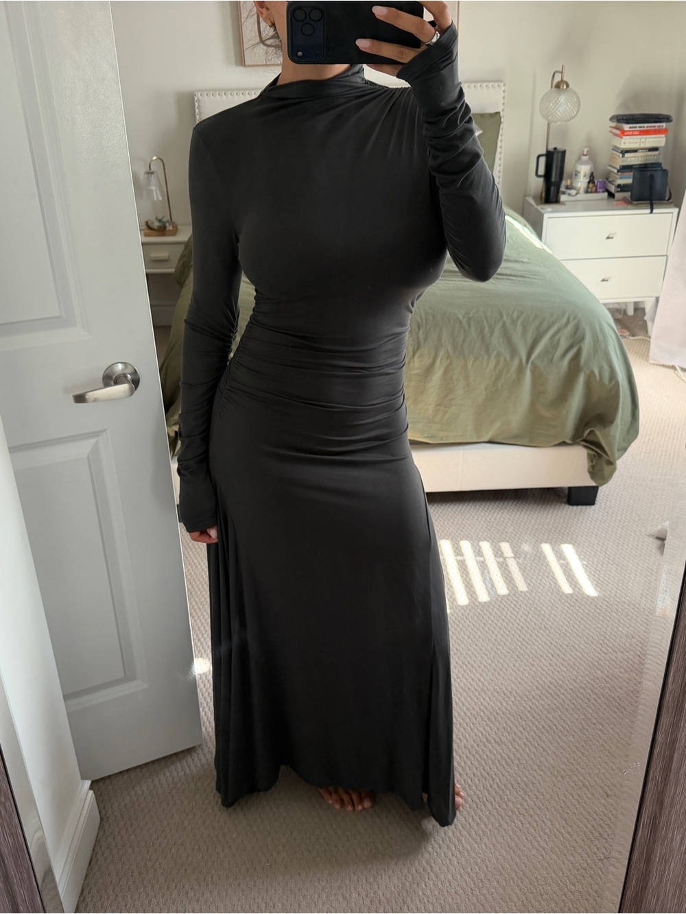 ZARA Maxi Turtleneck Ruched Dress